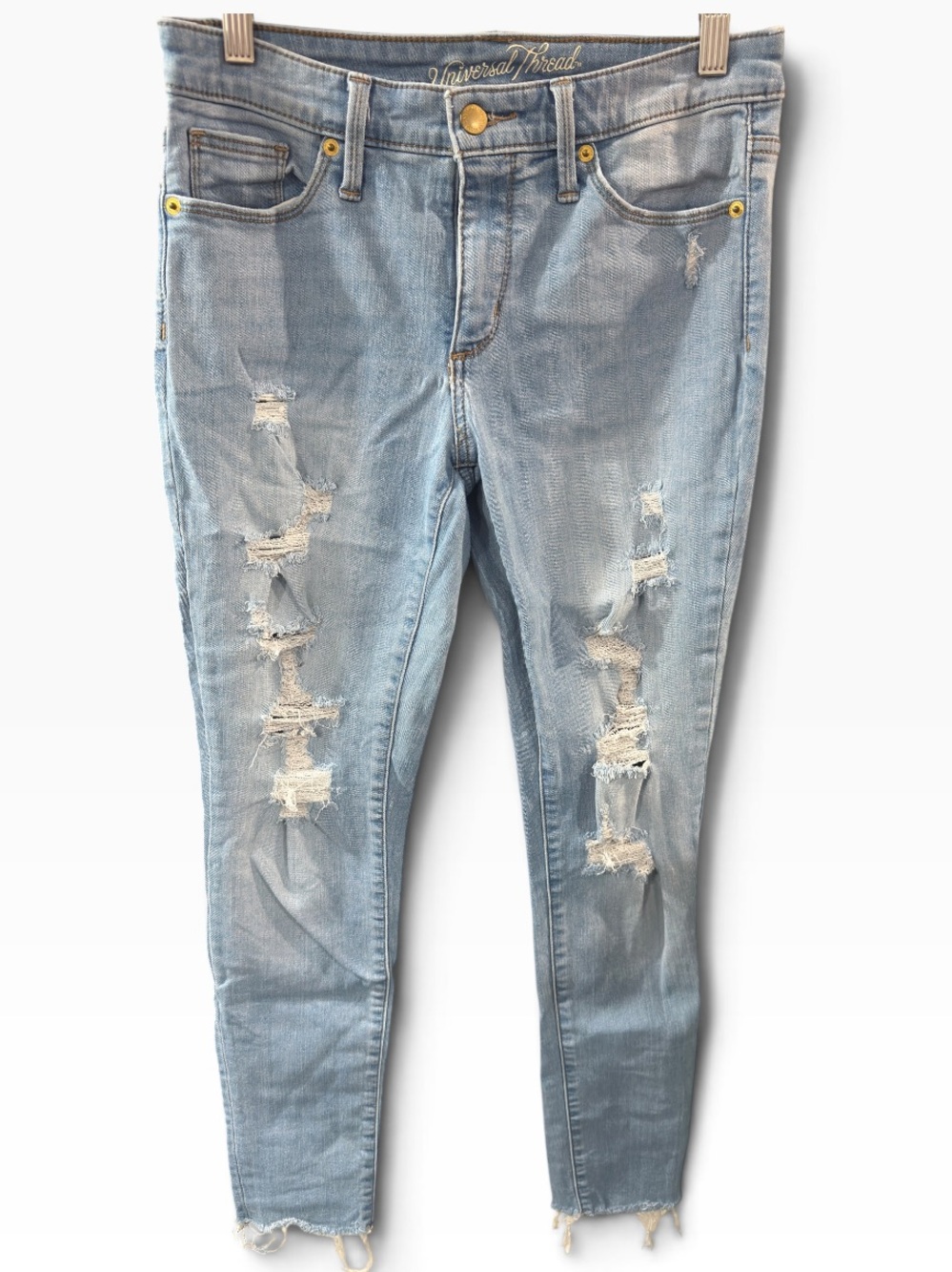 Universal Thread Light Blue Mid Rise Distressed Skinny Jeans